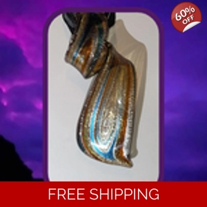 Glass Drop Necklace - Brown/Blue